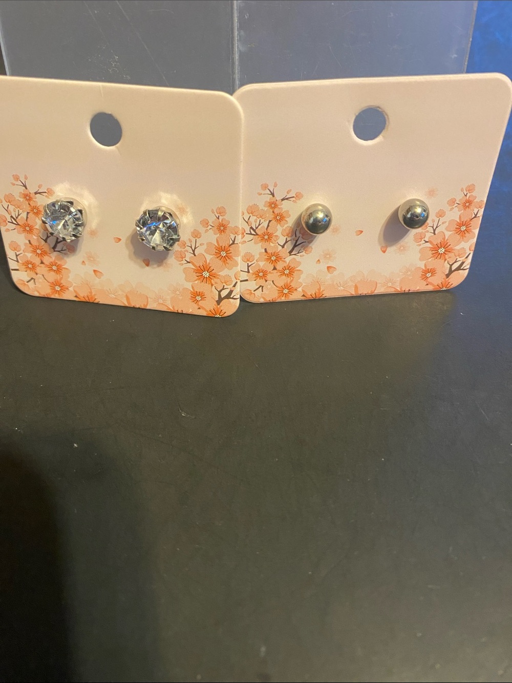 Clear Crystal and Silver Stud Earring Set